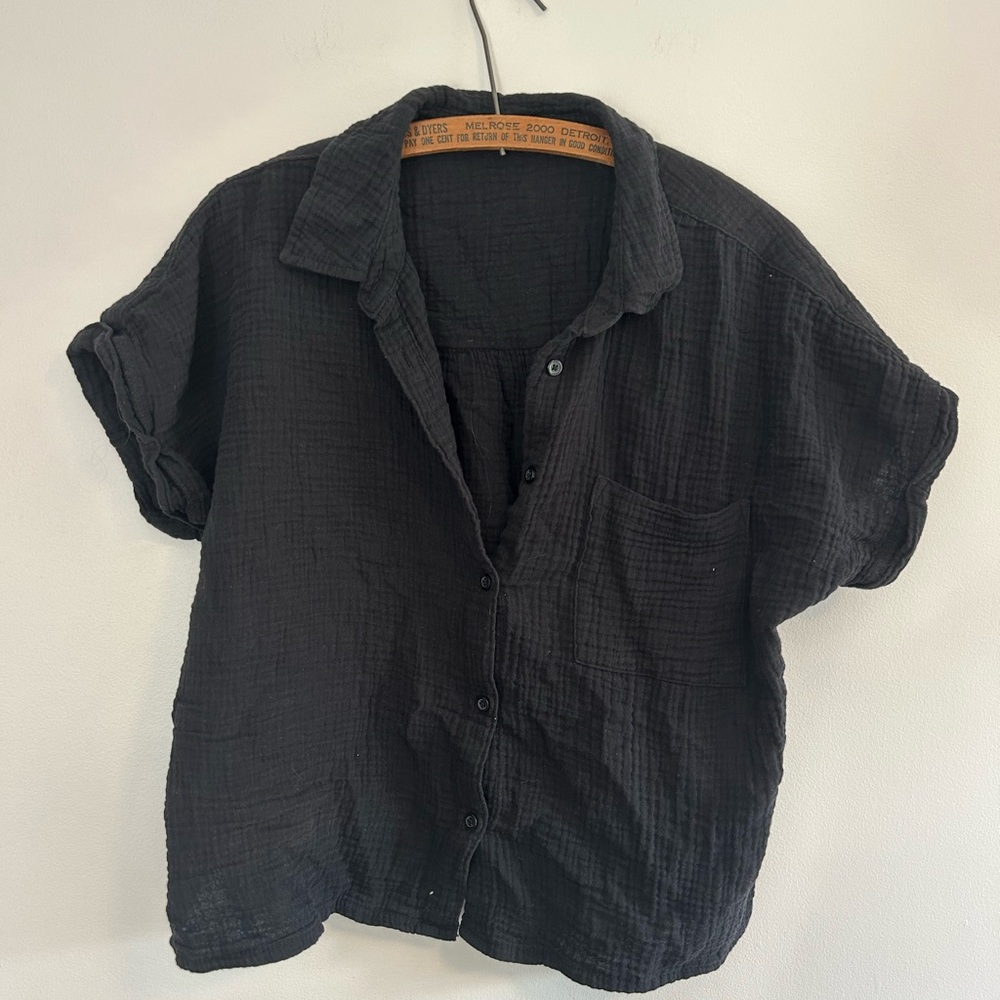 (3/$20) George xl Black Casual Button Down muslin short sleeve Shirt